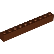 Lego kostka (kostička) 1x10, červeno hnědá (4245317, 4264633)